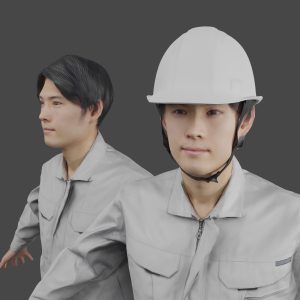 ヘルメットと作業服男性3Dモデル素材