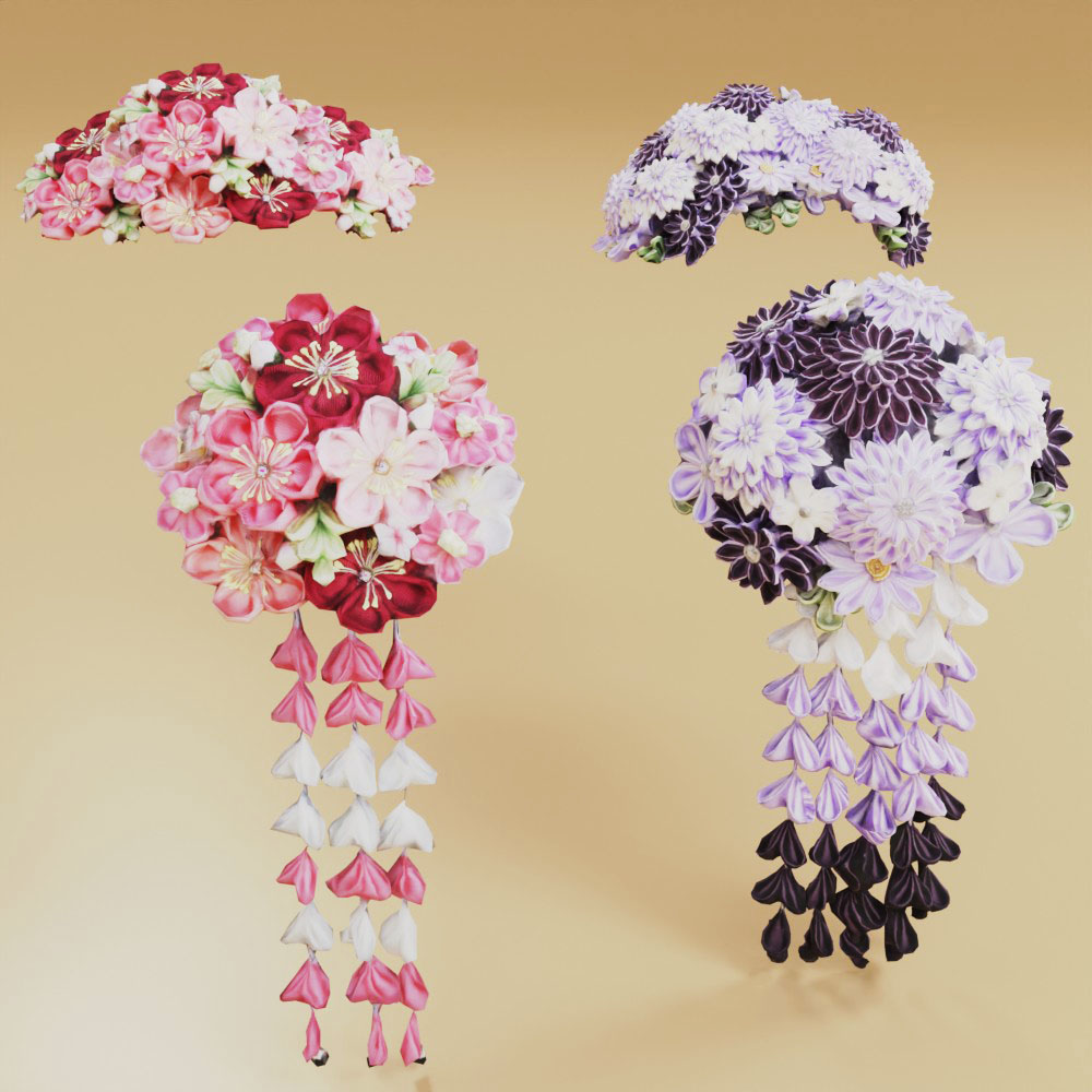花かんざし3Dモデル素材